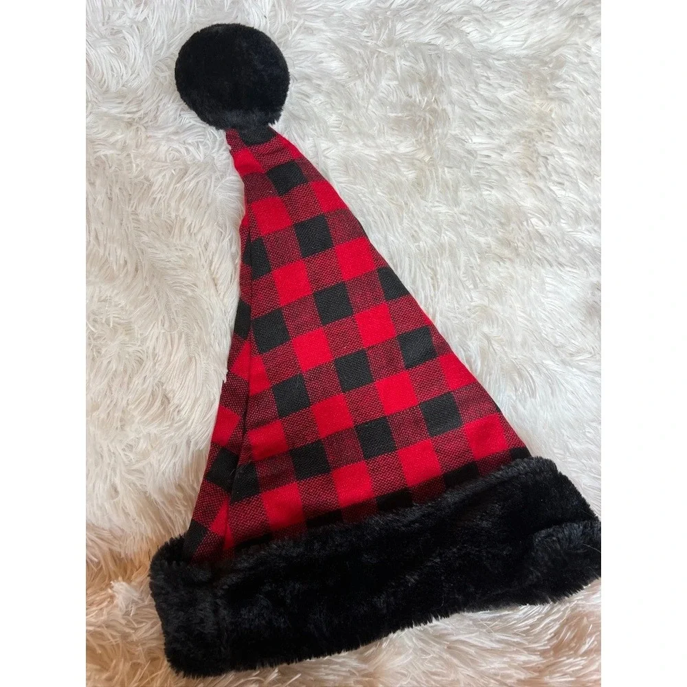 Christmas‎ Eve Santa Hat Lot Large Red Buffalo Plaid Leopard Stripe Fun Unique